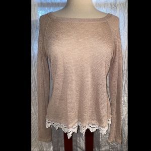 Beige Sweater with Lace Detail